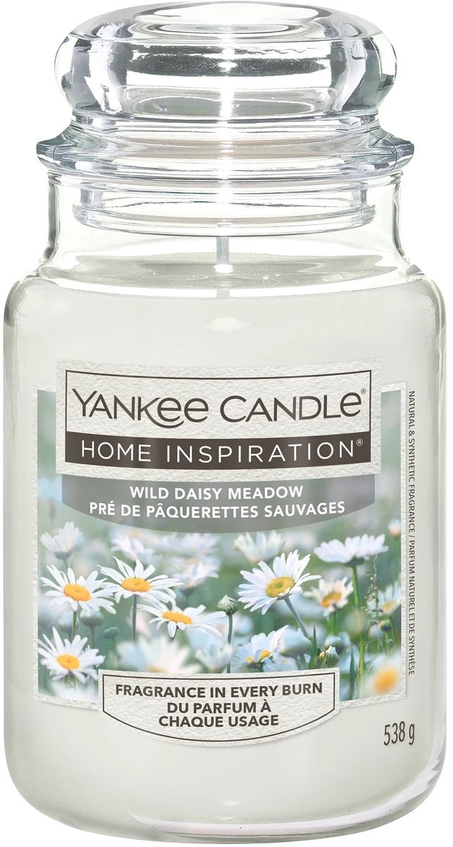 Yankee Candle Home Inspiration - Wild Daisy Meadow Large Jar - 150 branduren Wit