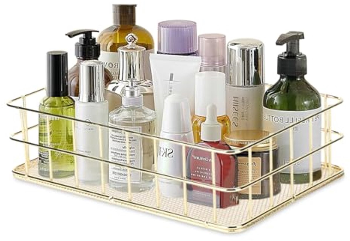 Gouden metalen opbergmand voor badkamer en bureau - multifunctionele organizer