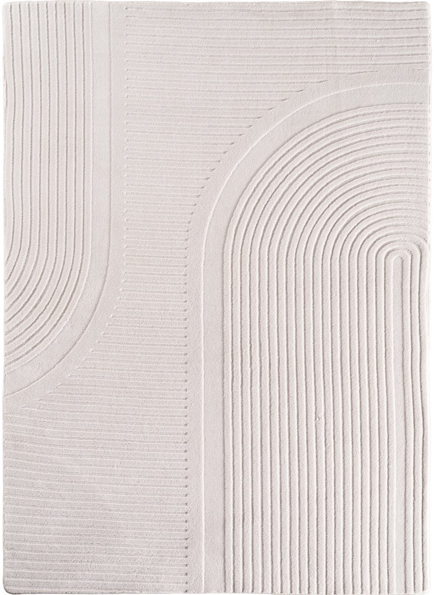 Japandi Vloerkleed Pompei - Hoogpolig - Scandinavisch Design - 3D-Effect - Creme- 240x340 CM