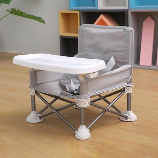 Jojoy - Opvouwbaar Babyzitje Met Eetblad - Draagbare Kinderstoel 5-Punts Harnas - Tot 15kg - Grijs - BIBISEAT van Jojoy — afbeelding 2