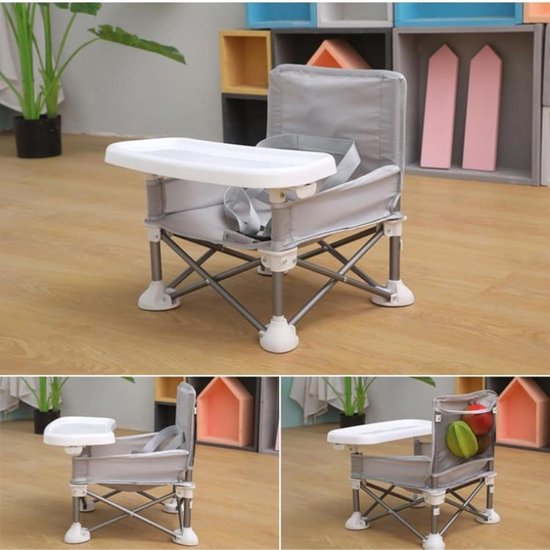 Jojoy - Opvouwbaar Babyzitje Met Eetblad - Draagbare Kinderstoel 5-Punts Harnas - Tot 15kg - Grijs - BIBISEAT van Jojoy — afbeelding 3