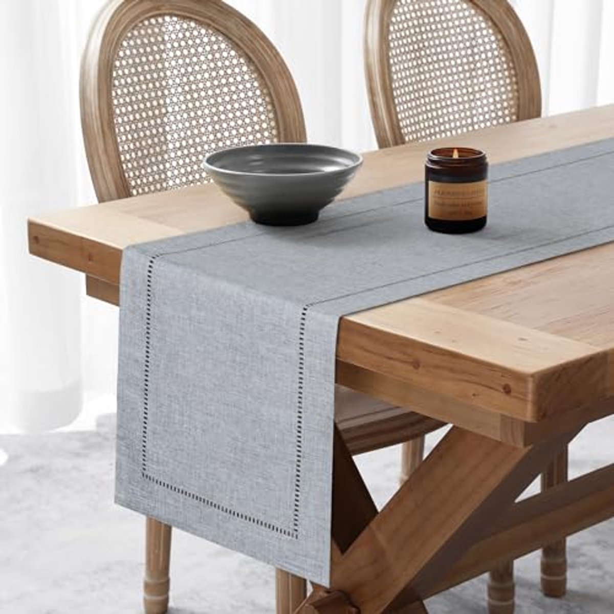 Tafelloper Grijs 30 x 180 cm - Linnen, Modern & Boho voor Eetkamer, Diner en Feesten