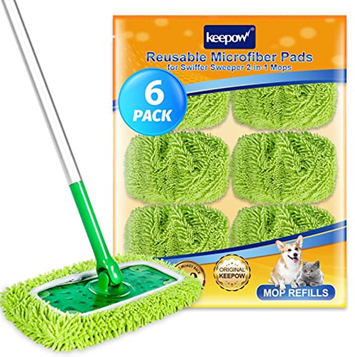 Set van 6 Microfibre Nat Vloerdoeken - Herbruikbaar en Wasbaar voor Vloerwisser