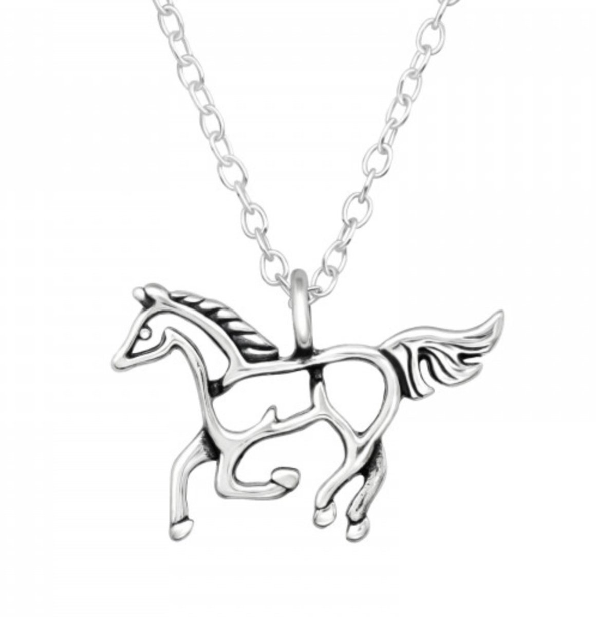 La Rosa Princesa Paard ketting Zilver 45cm