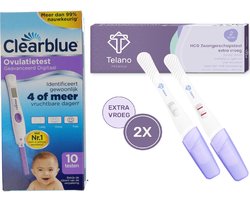 Clearblue Ovulatietest Geavanceerd Digitaal 10 testen - Telano Zwangerschapstest 2 Midstream Premium Extra Vroeg — 2 stuks