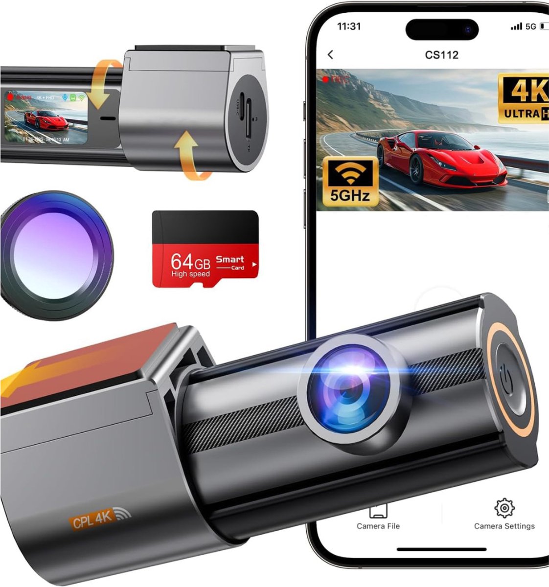 mavoa® Dashcam - Dashcam Voor Auto - Dashcam Voor En Achter - Zwart