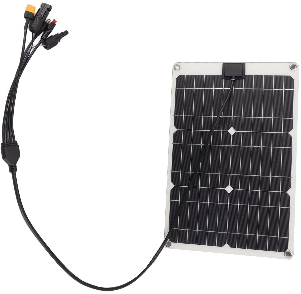 Zonnebatterijpaneel 50W 4 Connectoren Monokristallijn Silicium Hoog Rendement Draagbaar Zonneoplader Paneel 18V Output, Zonne-oplaadbord voor Elektronische Producten Outdoor