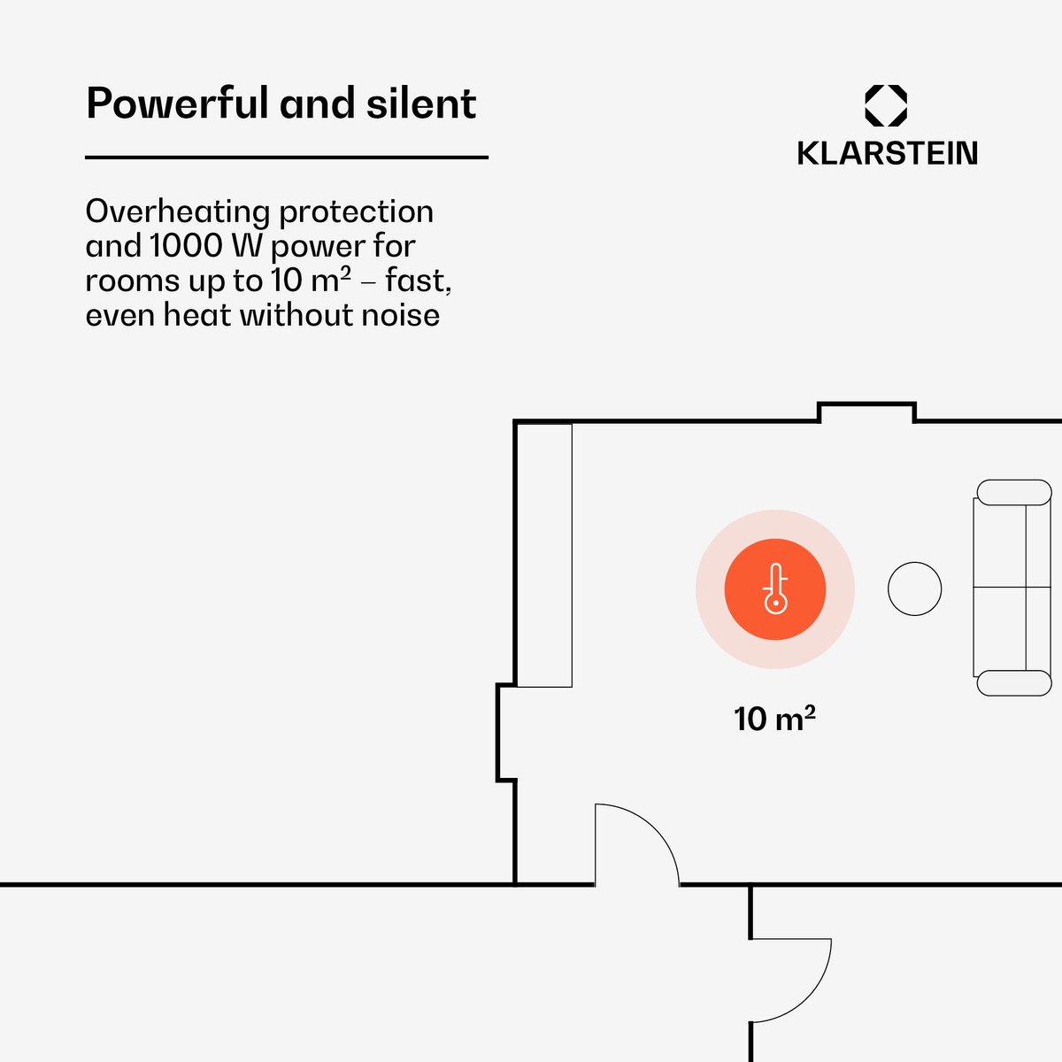 Klarstein elektrische kachel, convectiekachel met wielen, draagbare elektrische kachel, energiebesparend, slanke, stille elektrische kachel, vrijstaande elektrische radiator met thermostaat, 1000 W – foto 3