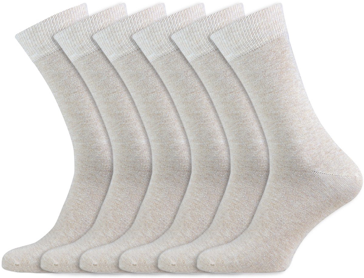 Heren sokken | Katoenen sokken | Merk: Basset | Kleur: Beige | Maat: 39 t/m 50 | 6 Paar