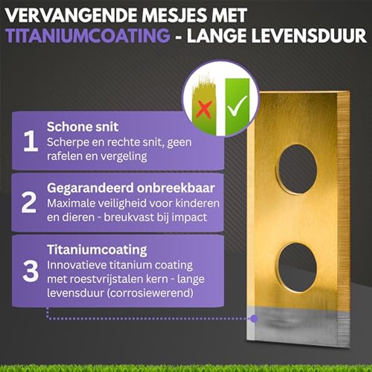 Afbeelding 2 van Ultrascherpe vervangende titanium messen voor robotmaaiers - 18x set incl. 45 schroeven