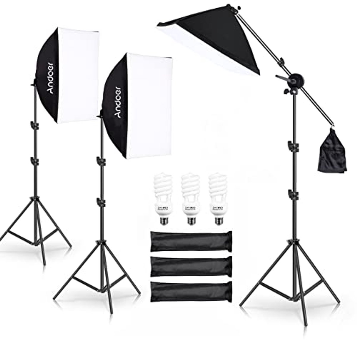Softbox Verlichtingsset met 3 Softboxen en LED-lampen voor Fotografie