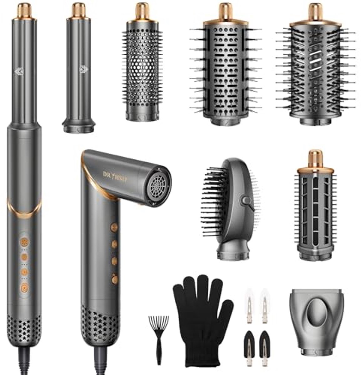 8-in-1 Föhnborstel en Stylingtool voor Haarstyling met Automatische Krultang, Steil maken, Golven en Volume