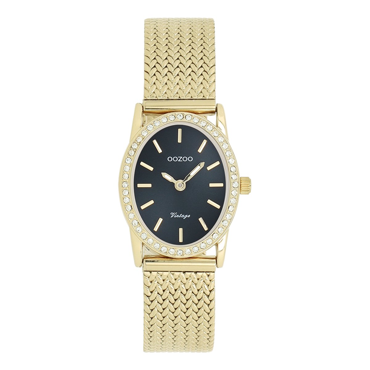 OOZOO Vintage series - Goudkleurige horloge met metalen v-mesh armband - C20434