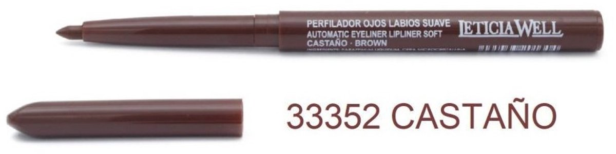 Leticia Well - Donker Bruin/Brown lippotlood en oogpotlood draaibaar zacht / Automatic Eyeliner Lipliner Soft - Nummer 33352 - 1 stuks