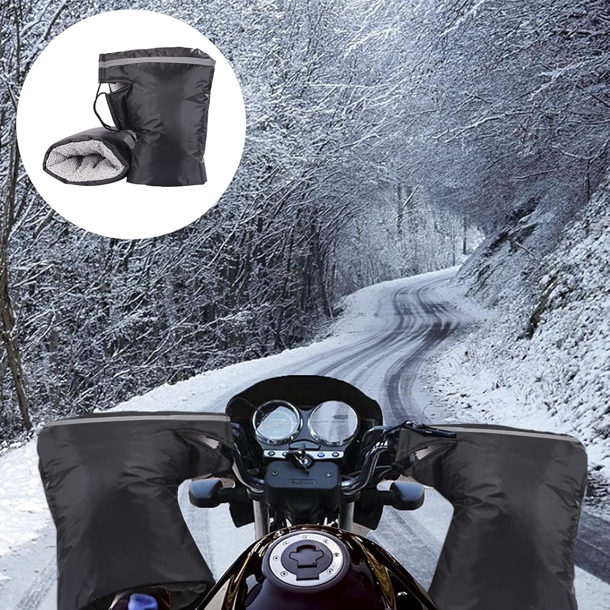 Motorstuurhandschoenen - Winddichte en waterdichte handschoenen - Geschikt voor sneeuwscooters/scooters/ATV's/motoren - Warme handschoenen voor koud weer - Handschoenen voor e-bikes - Warme handschoenen voor de winter, universeel inzetbaar – foto 6