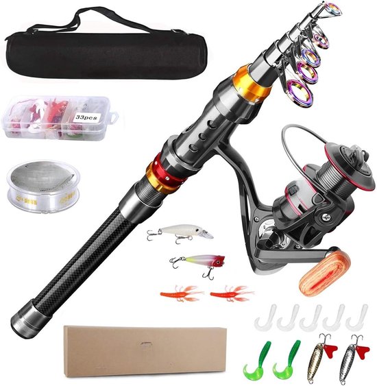 Vishengel, telescopische hengel, 1,8 m, 0,8-5 g, aasgewicht, ultralichte hengel 2-5 lb lijngewicht, ultralichte hengel, (gietstang