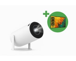 Mini Beamer 2026 + 100'' Projectiedoek – Pro Versie – Draagbare Mini Projector – Android 12.0 – Screen Mirroring – Home Cinema – Compacte Beamer