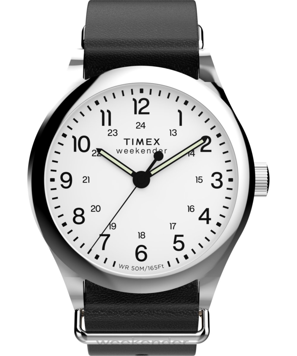 Timex Weekender New England TW2Y35900 Horloge - Leer - Zwart - Ø 39 mm