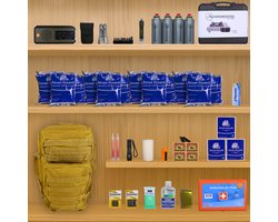 NoodPrepz - Uitgebreid noodpakket voor thuis - inclusief noodrantsoen voor 72 uur - survivalpakket met hoogwaardige EHBO-kit – overlevingspakket voor oorlog, stroomuitval en evacuatie – compleet pakket samengesteld volgens advies van de overheid