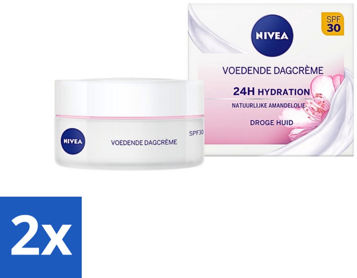 2 x NIVEA - Essentials Dagcrème - Voedende Gezichtscrème - SPF 30 - Met Amandelolie & Sheaboter - Droge huid - 50 ml - NIVEA Dagcrème - Voeden Dagcrème - Droge Huid - SPF 30 - Amandelolie