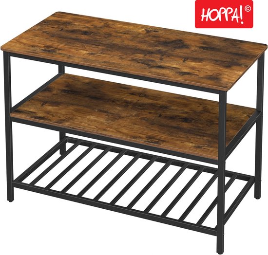 Îlot de cuisine Songmics - Marron / Zwart - Acier - 120 x 60 x 90 cm