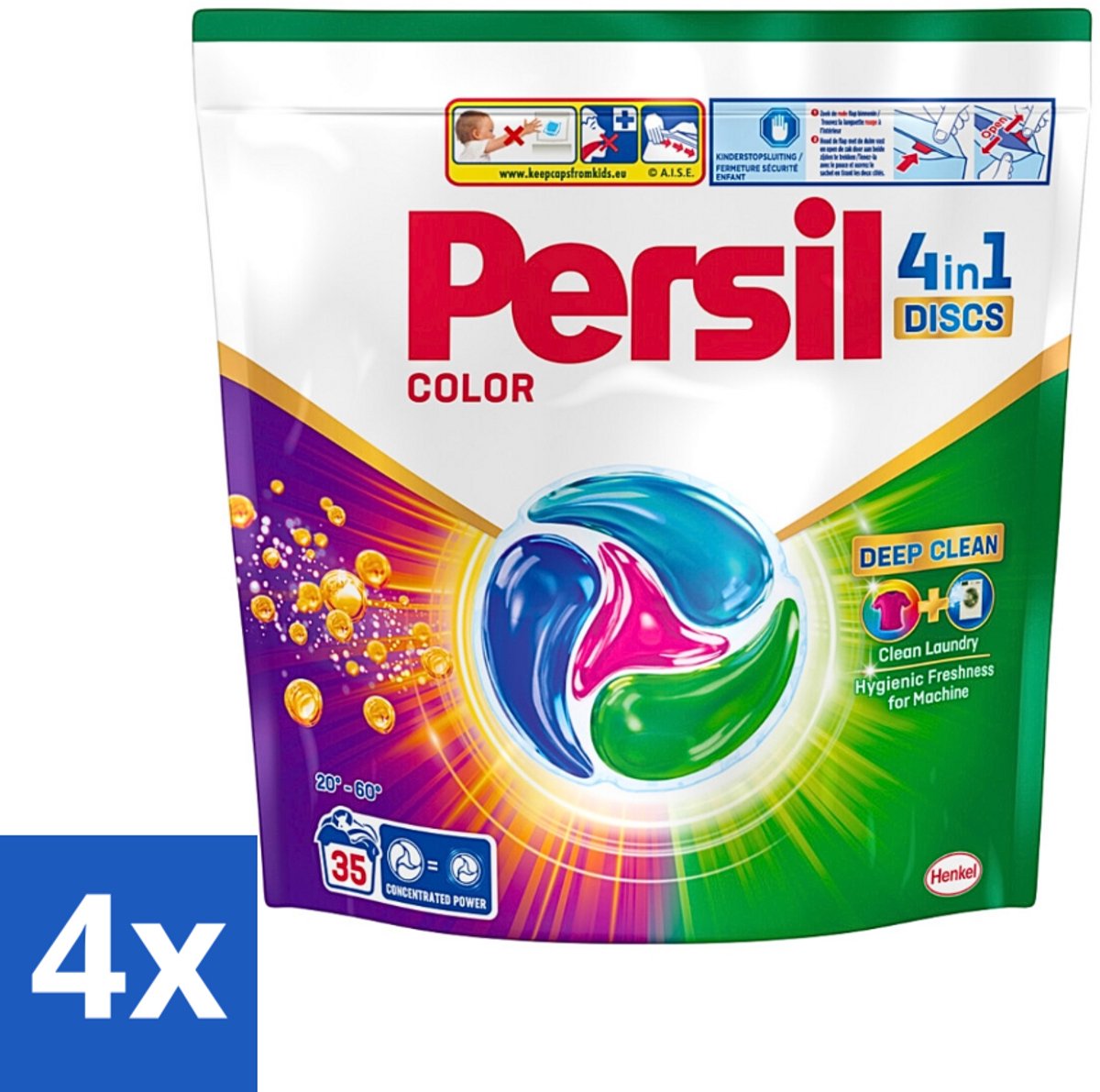 4 x Persil - Wasmiddel - Discs Color - Voor Gekleurde Was - Krachtige Vlekverwijdering - 35 wasbeurten - Wasmiddelen - Wascapsules - Kleurwas - Vlekkenverwijderaar - Wasverzorging