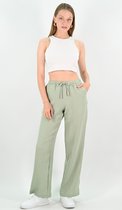 YesMooi - Katoenen Wijde Broek met Elastische Taille - Lichtgroen - M (38)
