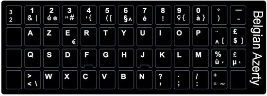Autocollant clavier Azerty belge (noir)
