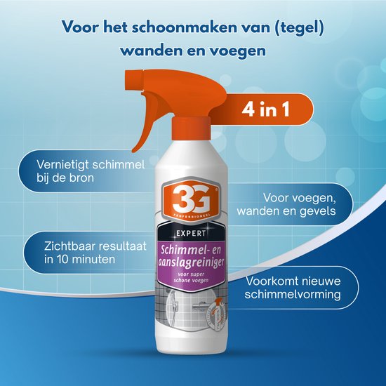 3x 3G Professioneel Schimmel & Aanslagreiniger 500 ml - Schimmel Reiniger - Schimmel Reiniger Badkamer - Schimmel Verwijderen - Schimmelreiniger - Aanslag Reiniger - Muur Reiniger - Vochtplekken - Schimmelbestrijder - 3-Pack — afbeelding 5