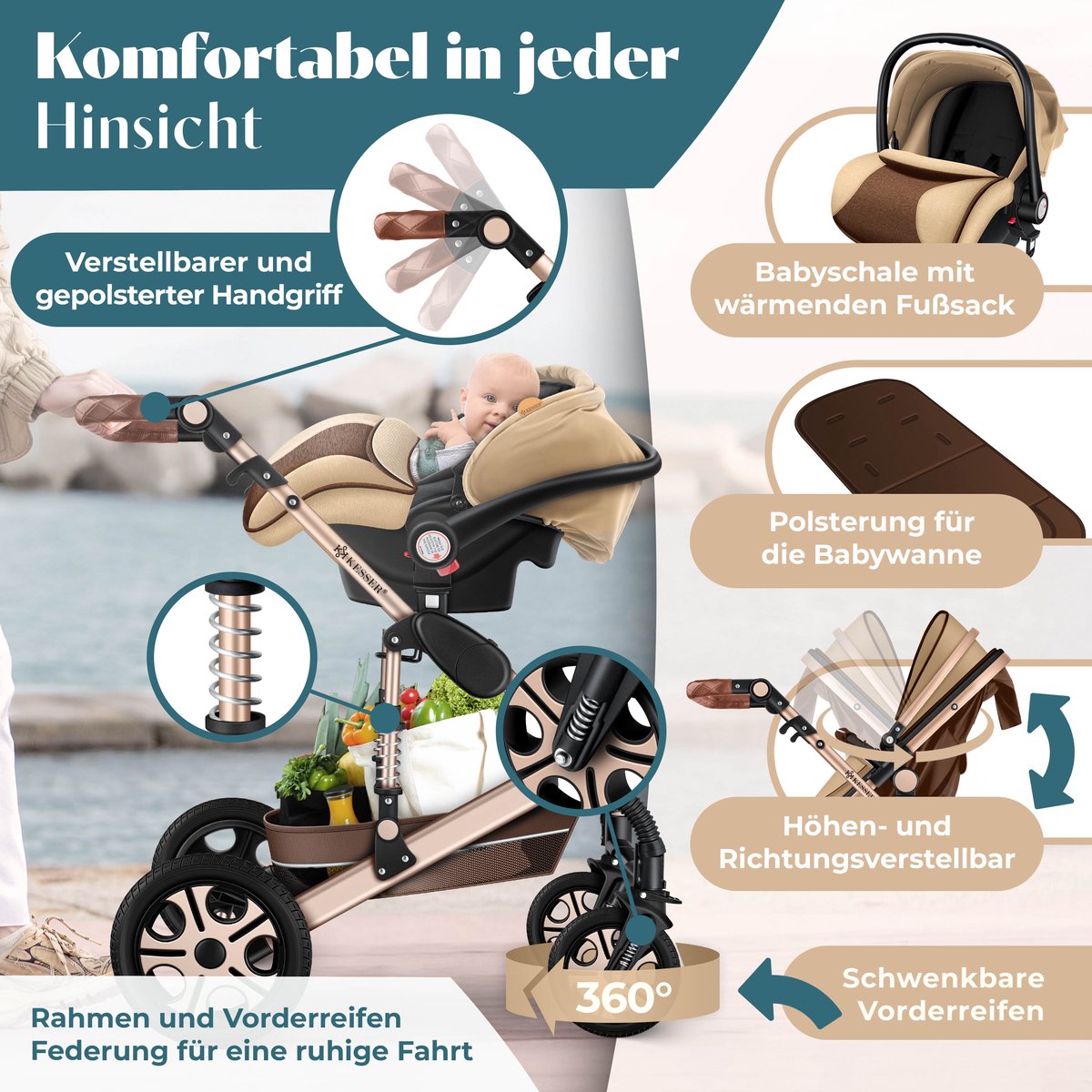 KESSER 3 in 1 Kinderwagen Set - afbeelding 2