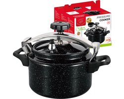 Royal Swiss® Snelkookpan 5L – Zwart – Marble Antiaanbak Coating – Geschikt voor Alle Warmtebronnen incl. Inductie