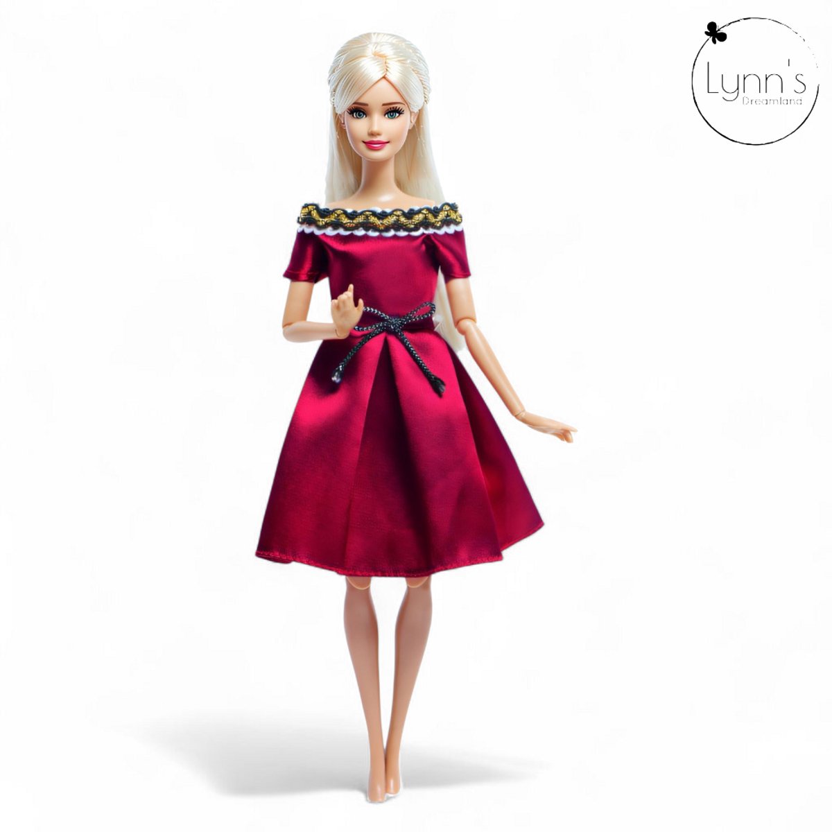 Lynn’s poppenkleertjes - Set ‘Anna’ - Geschikt voor modepop - Set van 5 jurken voor kerst, feest, gala - Kleding voor modepoppen - Cadeauzakje — afbeelding 7