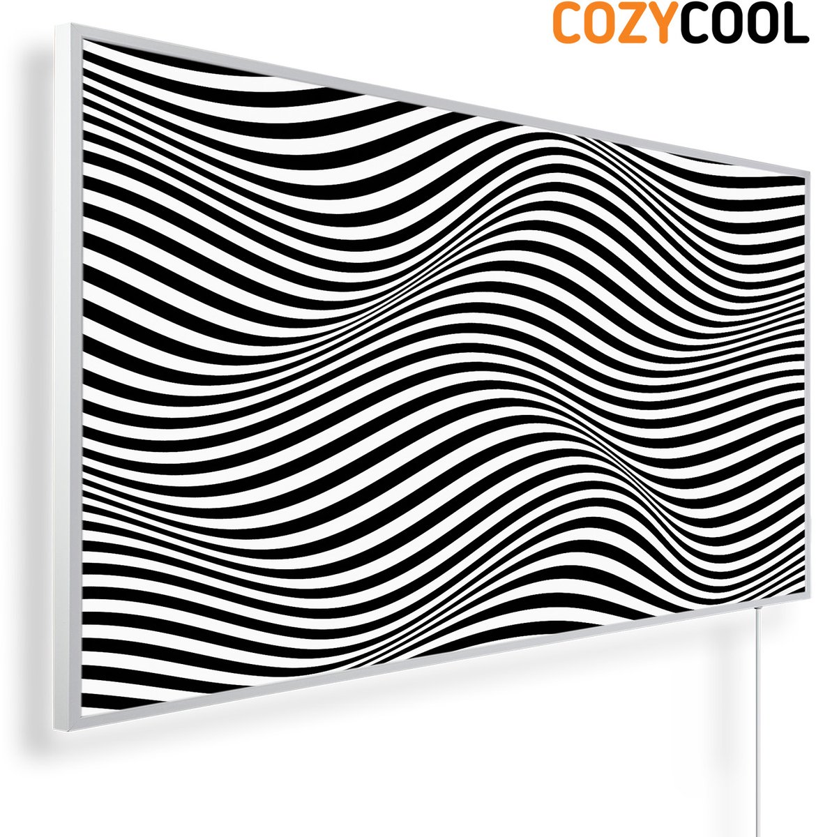 Infraroodpaneel met afbeelding | Golf van optische illusie | 1200 Watt | Witte lijst | Infrarood verwarmingspaneel | Infrarood paneel | Infrarood verwarming