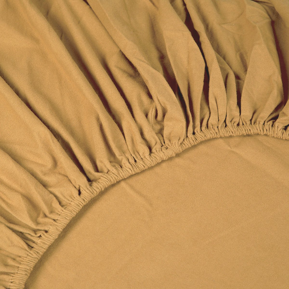 Kayori Showa Splittopper Hoeslaken Flanel - 200x200-210cm - Rondom Elastiek - Heerlijk Warm - Goud