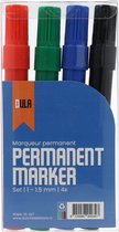 Permanent marker - Permanente stift - 1 - 1.5 mm ronde punt markers - 4 kleuren stiften permanent - Rood-groen-blauw-zwart - DULA
