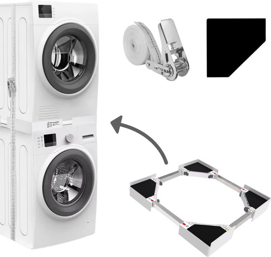 Dastium Home - Stapelkit wasmachine droger - Stapelset wasmachine droger - Tussenstuk wasmachine droger- Universeel en Verstelbaar