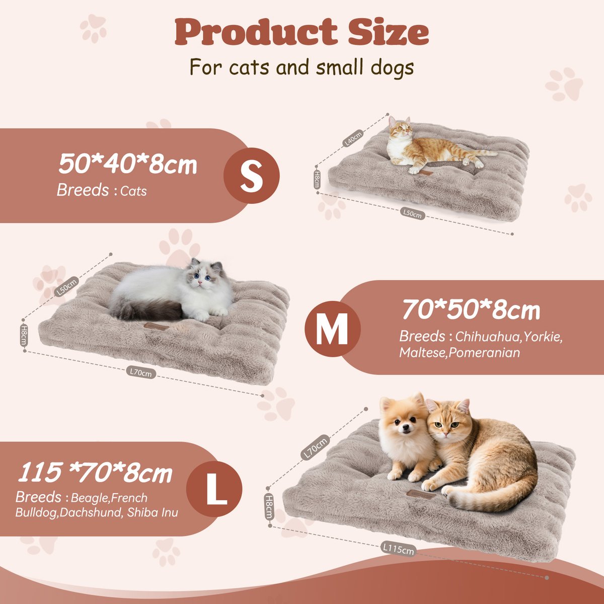 Nobleza Kattenkussen - Benchkussen - Kattenmat - Kattenbed - Maat S: 50 x 40 x 8 cm - Bruin – foto 4