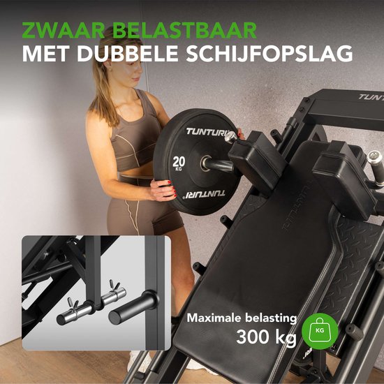 Station de musculation Tunturi LP60 Leg Press/Hack Squat - Appareil de musculation à charge libre - Équipement de fitness - Poignées antidérapantes - Appareil robuste