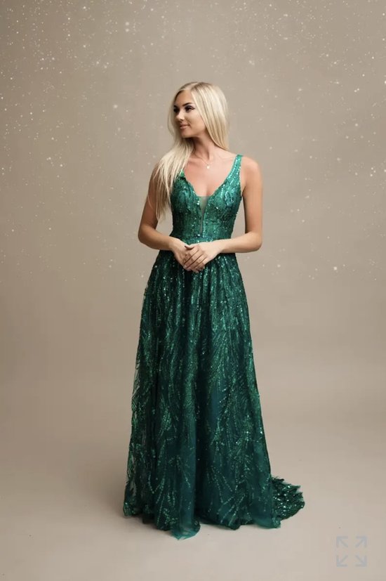 Robe de soirée verte pailletée – Leilana 2XL