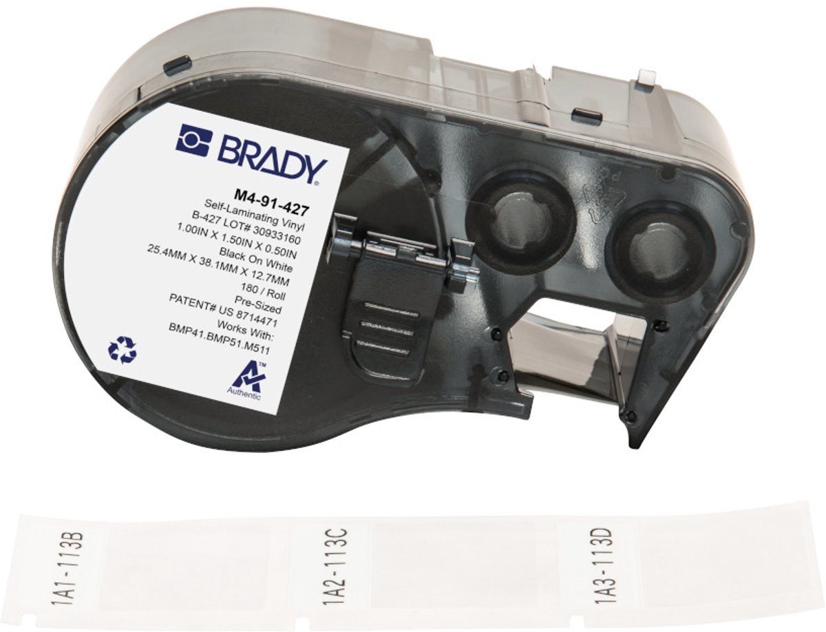 Brady M4-91-427 printer label Black, White Self-adhesive printer label