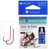 Mikado Witvis Haken Maat 8 – Vishaak met Oog – Rood – Brasem & Voorn – 10 Stuks