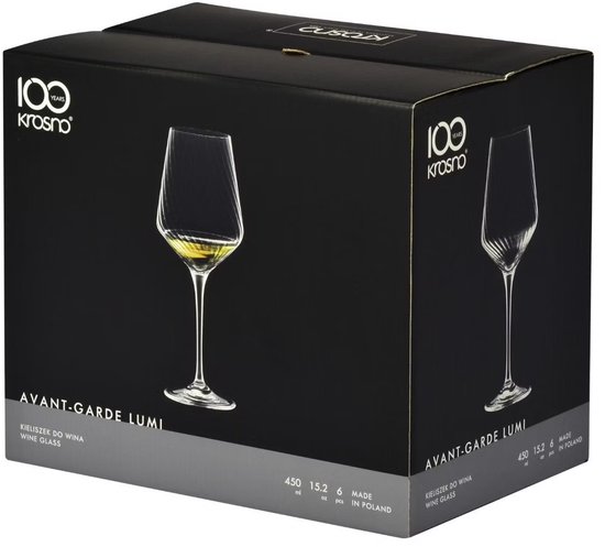 Krosno LUMI – 6er- Set de verres à vin blanc 450ml | Glas cristallin , Design optique moderne , Spülmachinegeignet | Pour Sauvignon Blanc & Pinot Grigio