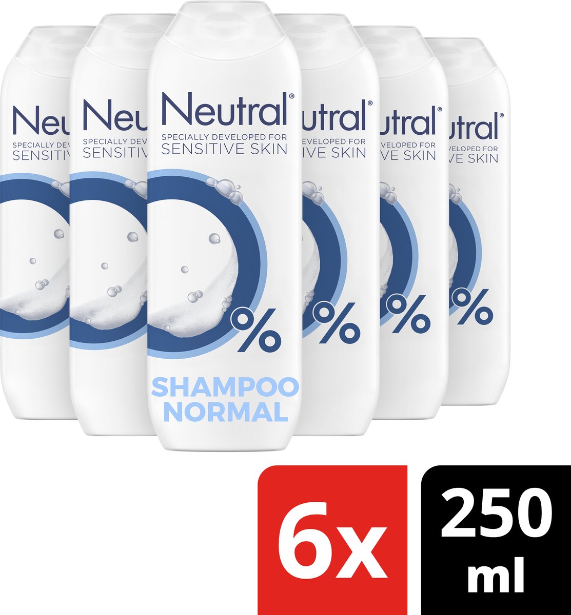 Neutral 0% Parfumvrij Shampoo - 6 x 250 ml - Voordeelverpakking
