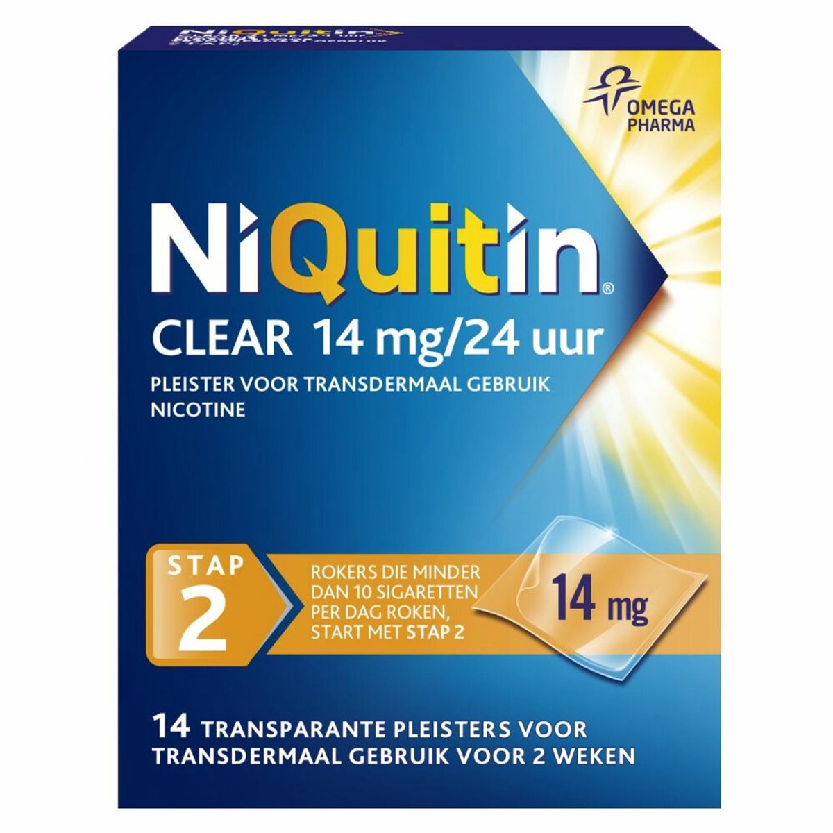NiQuitin Clear Nicotinepleisters 14mg Stap 2 - 3 x 14 stuks