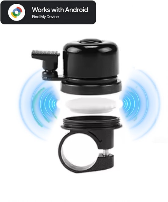 Foto: Fietsbel met gps tracker inclusief tracker geschikt voor android te koppelen met findmy van android klassieke fietsbel bluetooth tracker voor fiets
