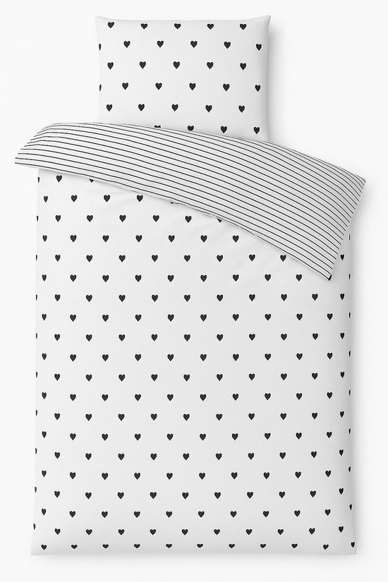 Housse de couette - Vt wonen - Couette Hartjes - Simple - Housse de couette 140 x 200/220 cm - Wit - couette