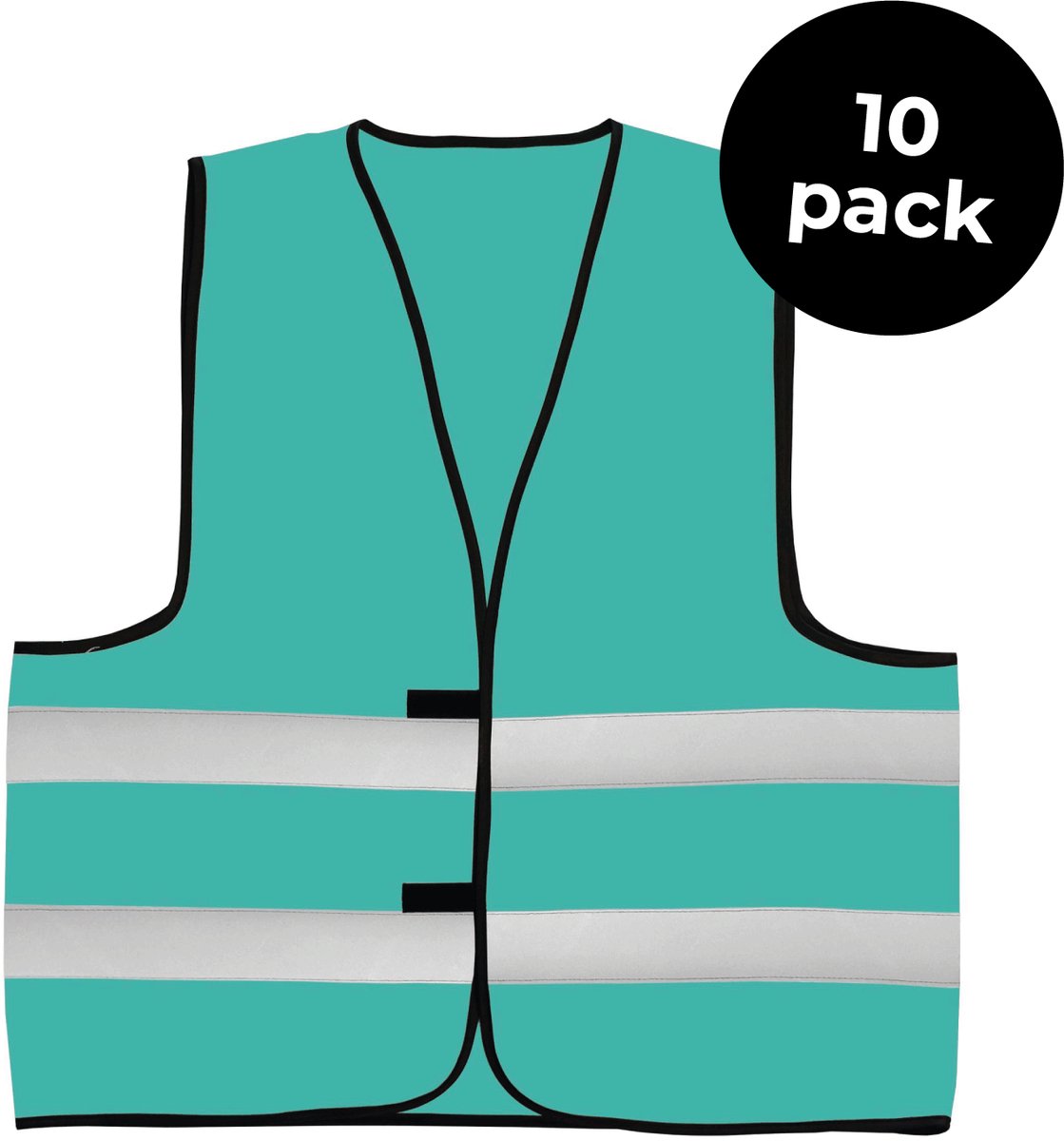 10-pack turquoise veiligheidshesjes - Veiligheidsvesten turquoise - Veiligheidshesjes volwassenen - Hesjes evenementen - Hesjesfabriek