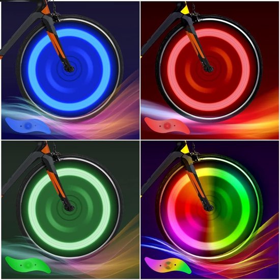 LED Fietsverlichting - Spaakverlichting - Koel multicolor Spaakverlichting Fiets - kleurrijke spaaklampen - Waterdicht Duurzaam Fietsspaaklichten - Fietswiel Spaak Licht - Fietslampje - Fietslamp - Geschenk - voor nachtelijk fietsen - 1stuck — afbeelding 3