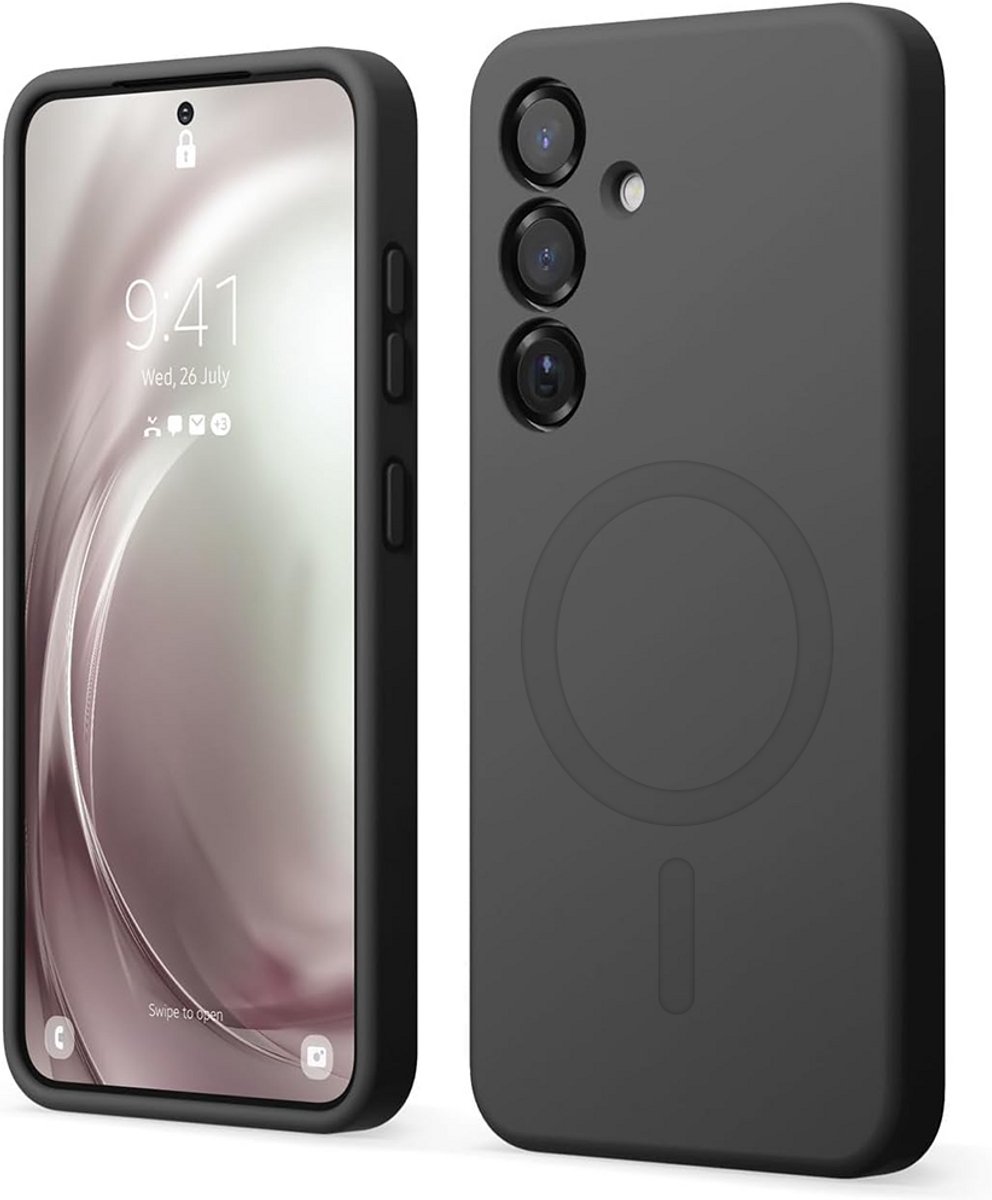 Stravo Hoesje Geschikt voor Samsung Galaxy S24 – Siliconen Cover Hoes met MagSafe – Slank & Lichtgewicht – Schokbestendig – Anti-Fingerprint – Siliconen Case voor Samsung Galaxy S24 - Zwart