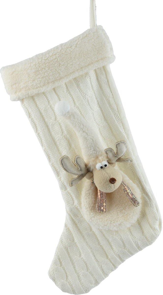 Kerstsok in beige met een hoogte van 48 cm van het merk Decoris.